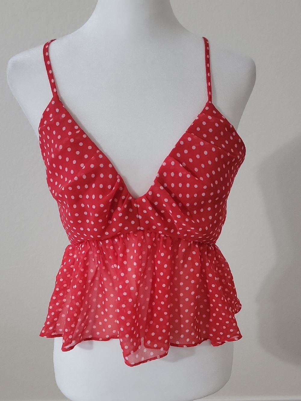 BCBGMaxAzria Red Polka Dot Top XS